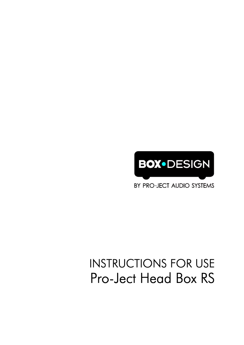 Page 1 de la notice Manuel utilisateur Pro-Ject Head Box RS
