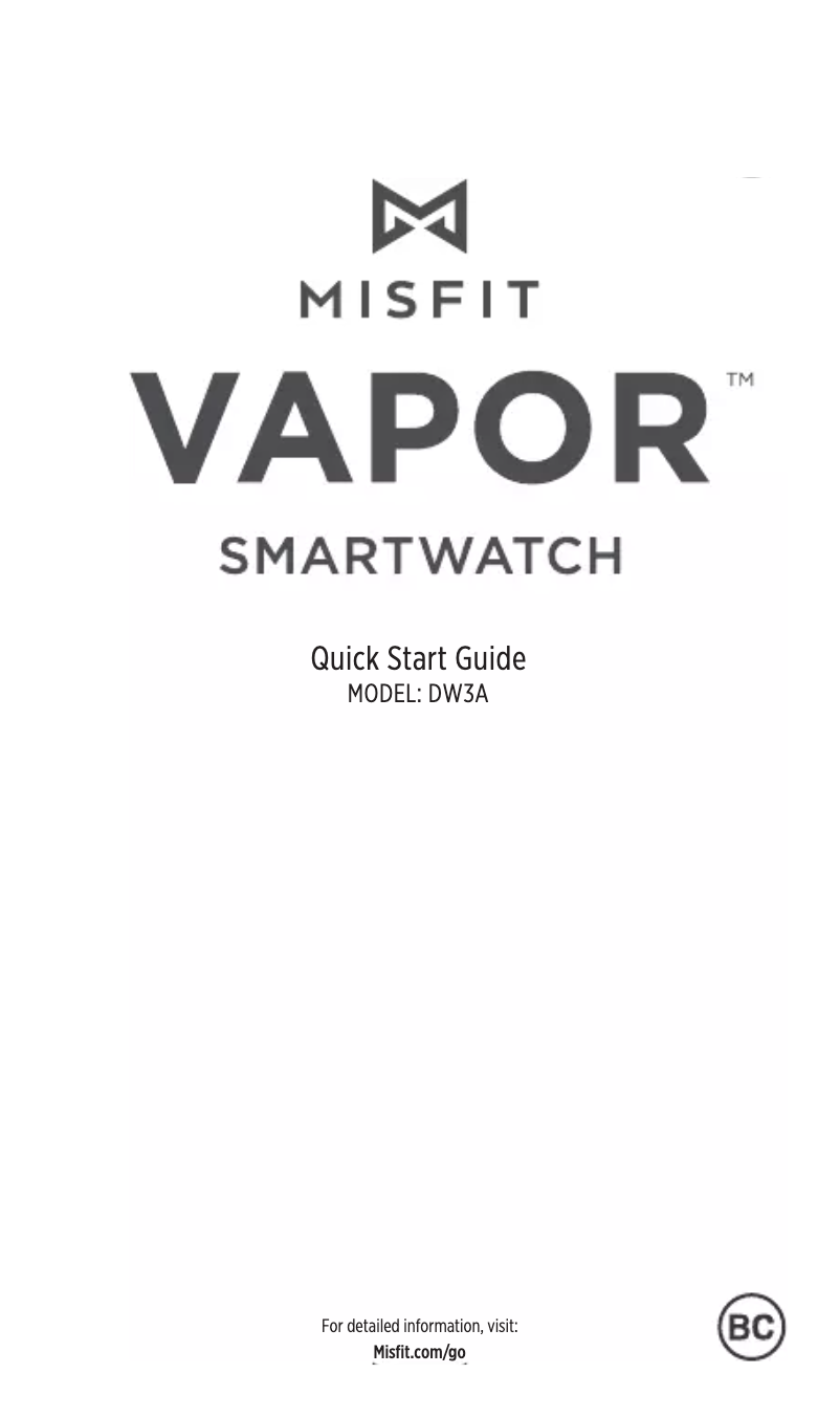 Page 1 de la notice Manuel utilisateur Misfit Vapor MIS7001
