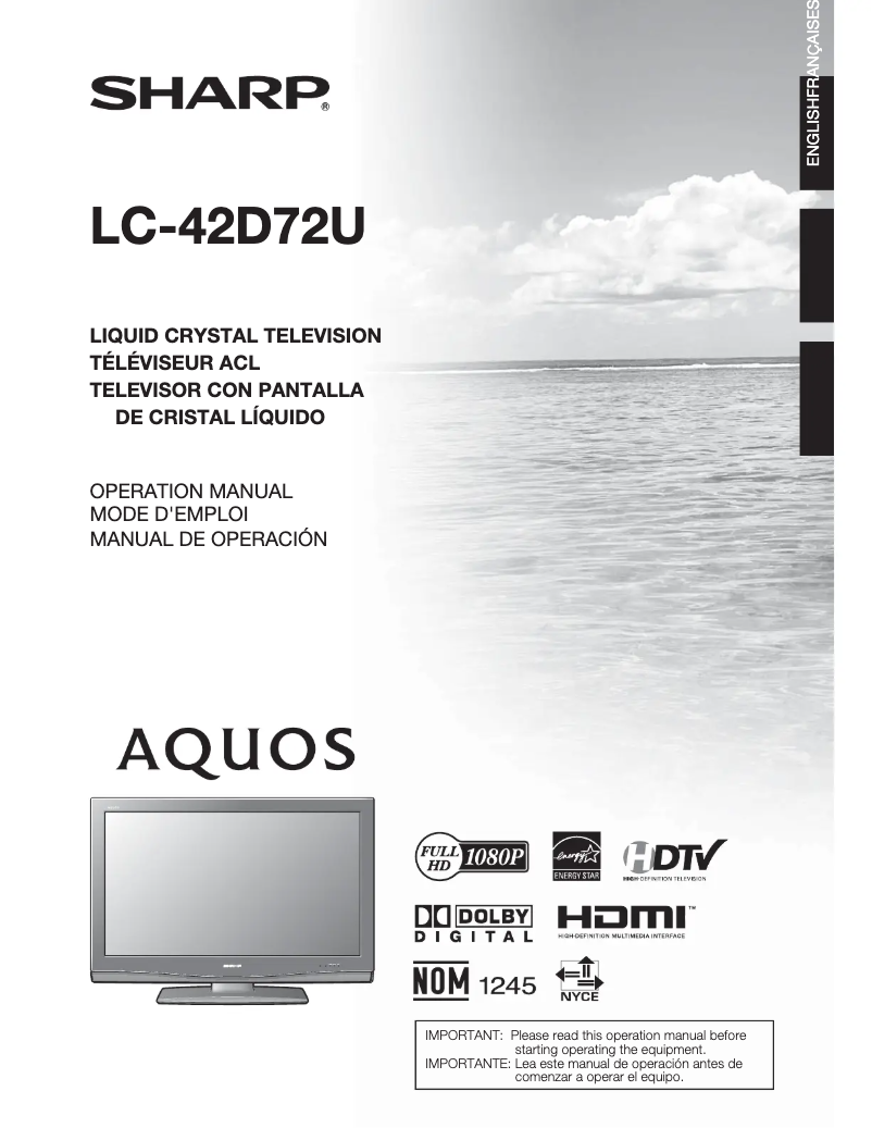 Página 1 del manual Manual de usuario Sharp Aquos D72U