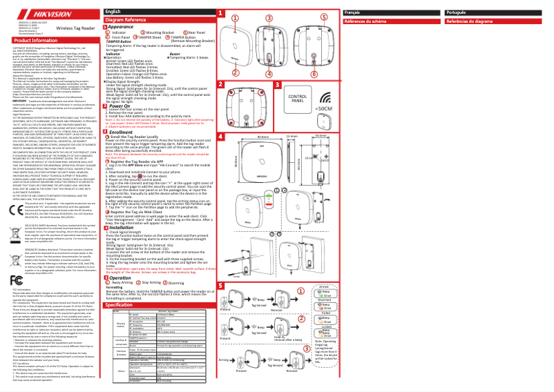 Page 1 de la notice Manuel utilisateur Hikvision DS-PTA-WL-868