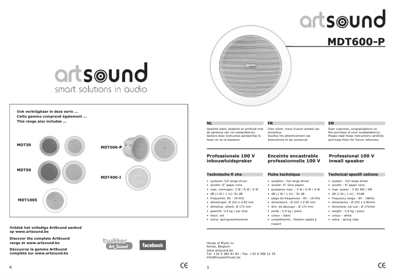 Image de la première page du manuel de l'appareil MDT600-P