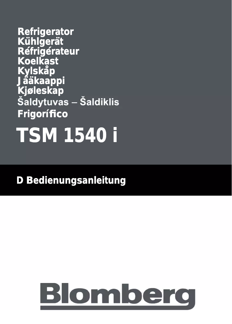 Page n°1 - Manuel utilisateur Blomberg TSM 1540 I