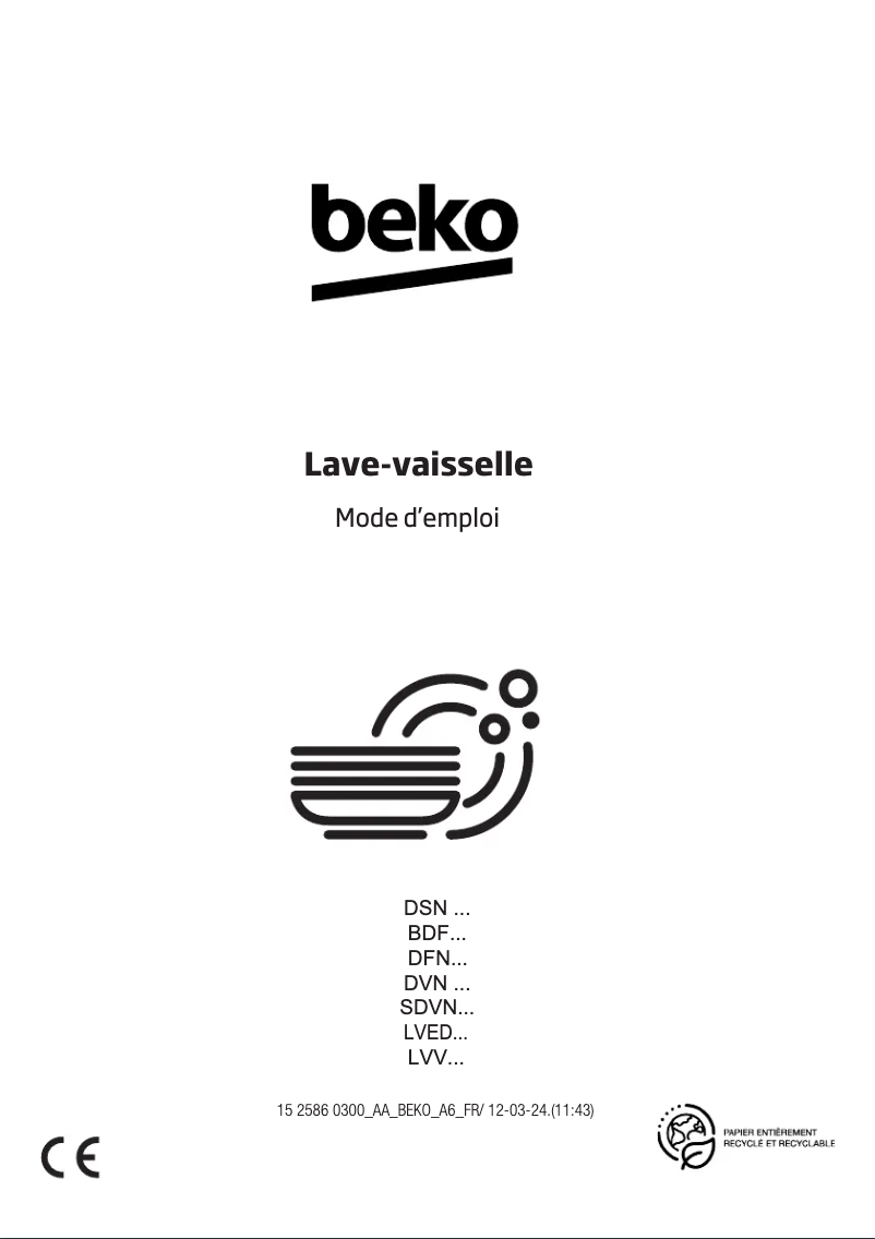 Page n°1 - Manuel utilisateur Beko DVN06431A