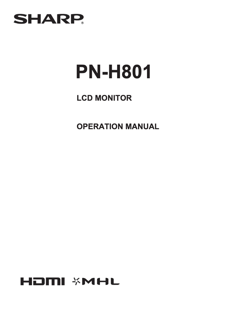 Page 1 of the manual User Manual Sharp PN-H801