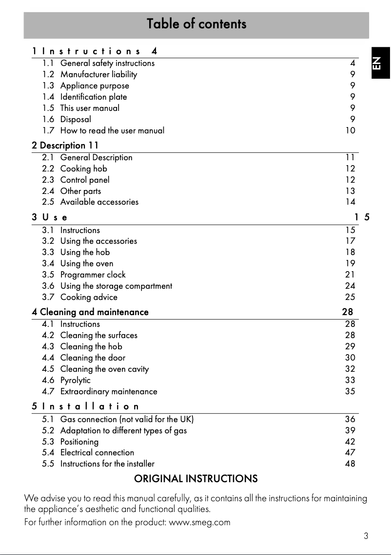 Page n°1 - Fiche technique Smeg SUK61PX8