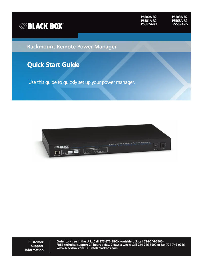 Page 1 de la notice Manuel utilisateur Black Box PS581A-R2