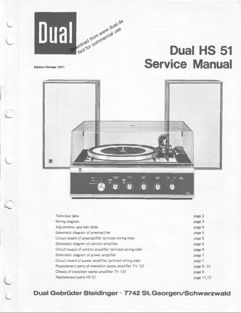 Page 1 de la notice Manuel utilisateur Dual HS51