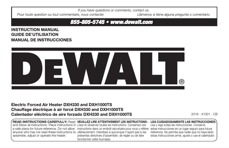 Page 1 de la notice Manuel utilisateur DeWalt DXH330