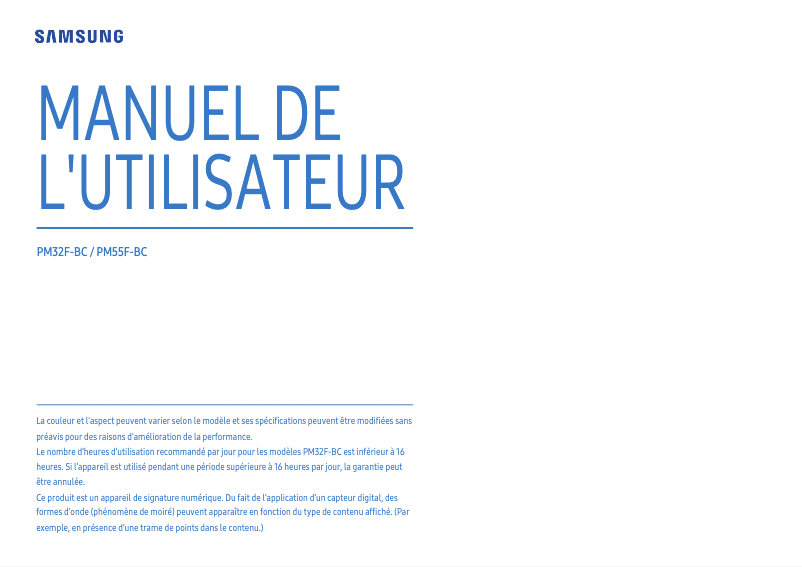 Image de la première page du manuel de l'appareil PM43F-BC