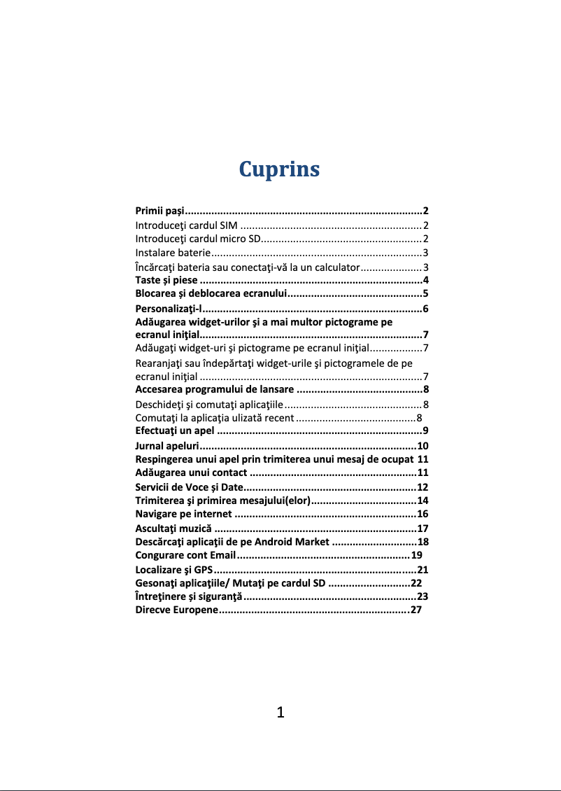 Page 1 de la notice Manuel utilisateur E-Boda Rainbow V45