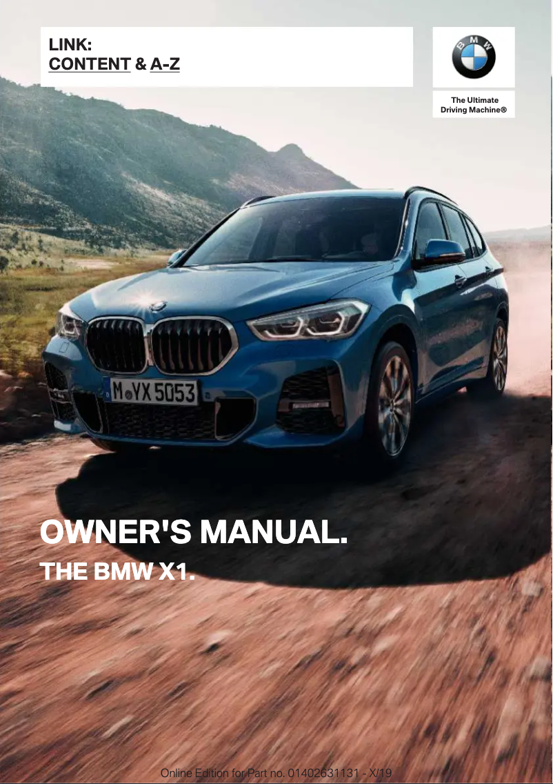 Page 1 de la notice Manuel utilisateur BMW X1 (2020)