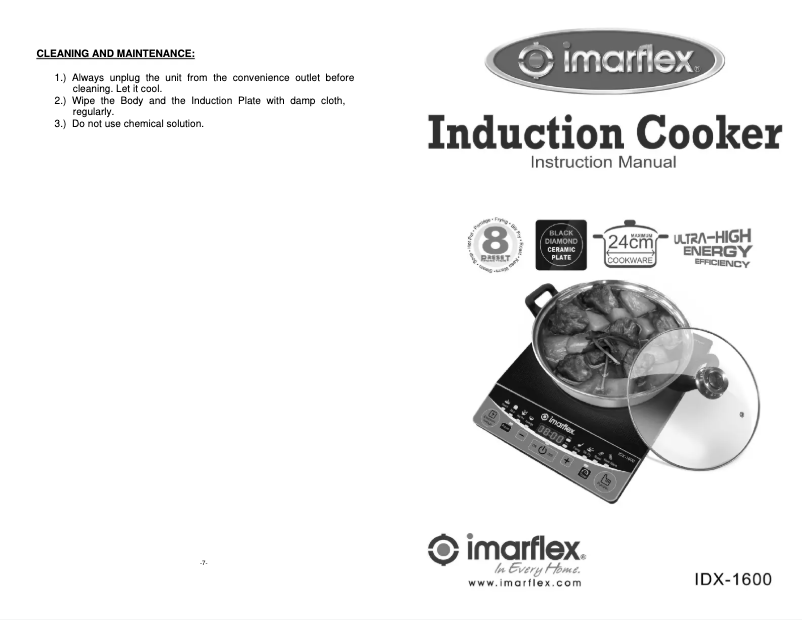 Image de la première page du manuel de l'appareil IDX-1600