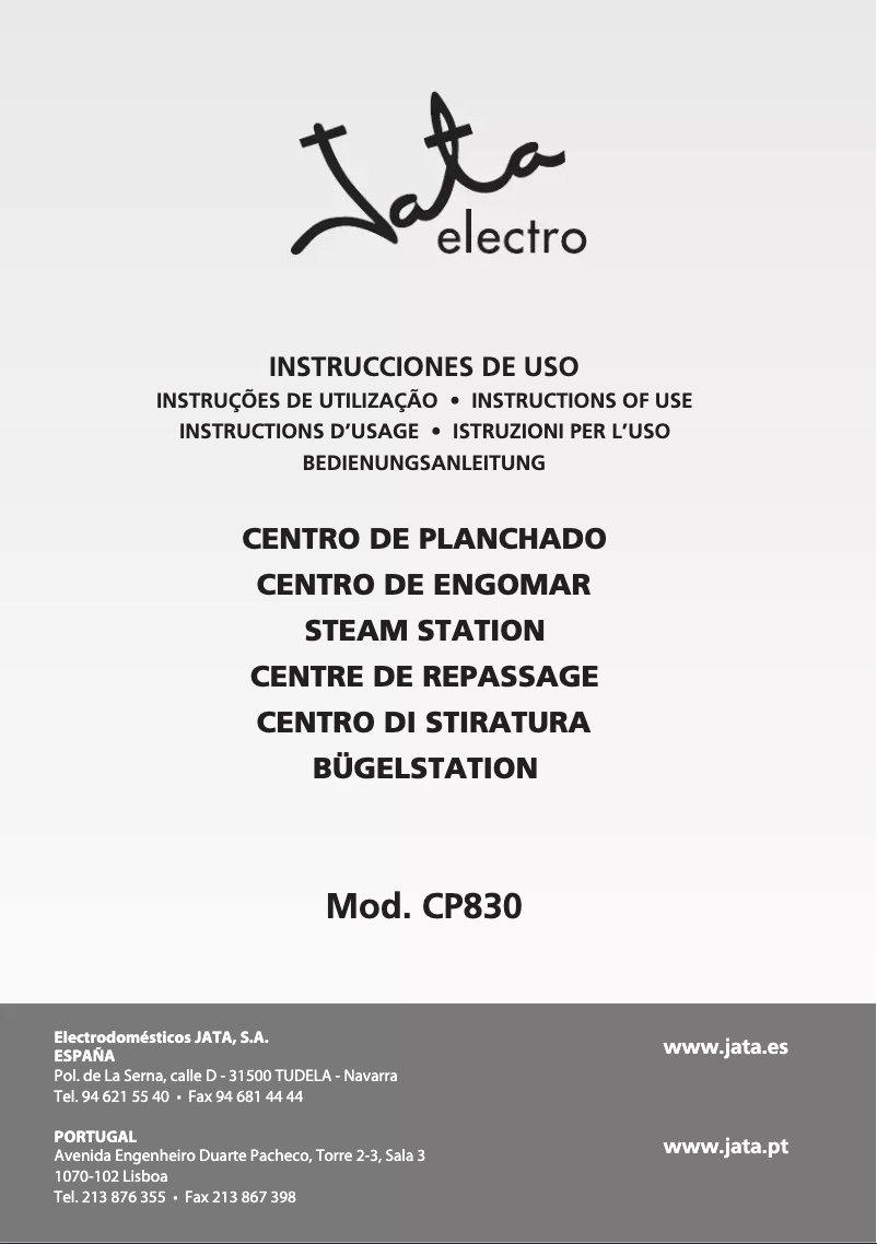 Page n°1 - Manuel utilisateur Jata CP830