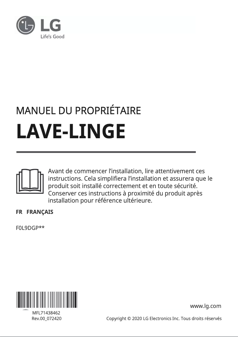 Image de la première page du manuel de l'appareil F0L9DGP2S