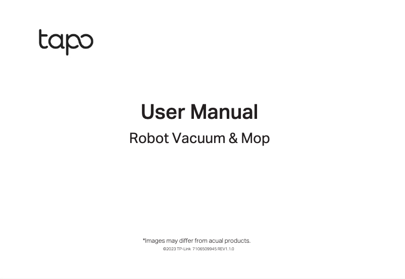 Image de la première page du manuel de l'appareil Tapo RV10