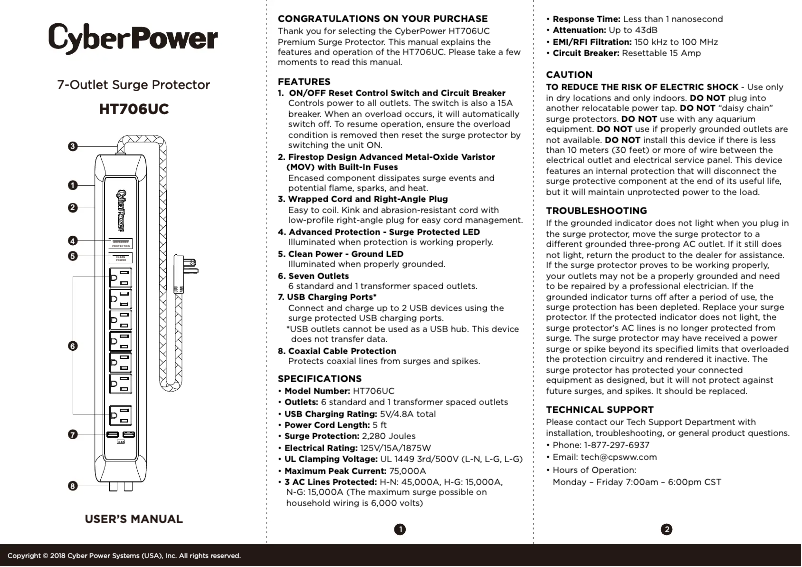 Page n°1 - Manuel utilisateur CyberPower Home Theater HT706UC