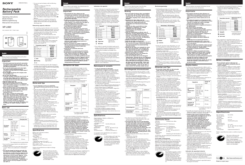 Página 1 del manual Manual de usuario Sony NP-L90D