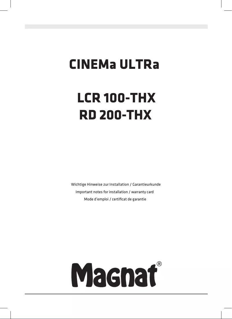 Page 1 de la notice Mode d'emploi Magnat Cinema Ultra LCR 100-THX