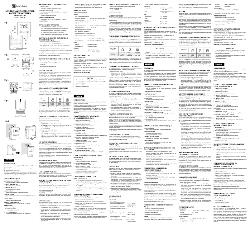 Page 1 de la notice Manuel utilisateur Oregon Scientific MTR102