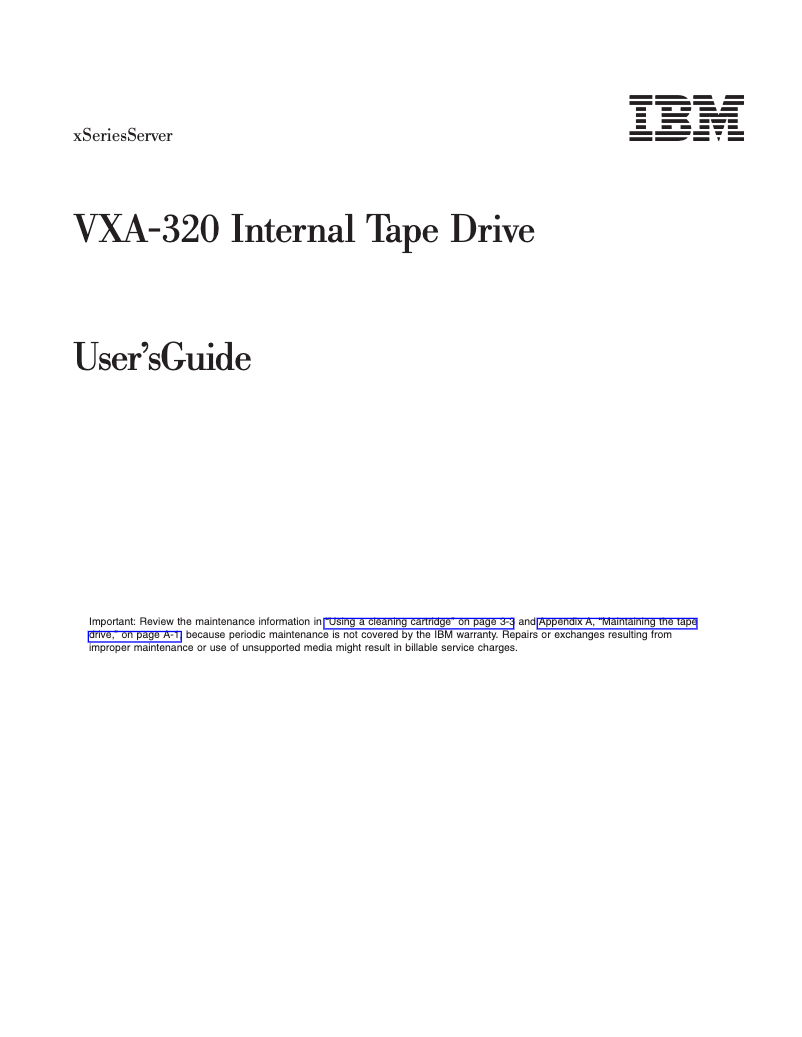 Page 1 de la notice Manuel utilisateur IBM VXA320 160