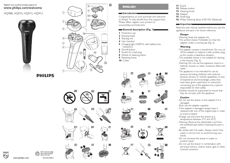 Imagen de la primera página del manual del dispositivo HQ988