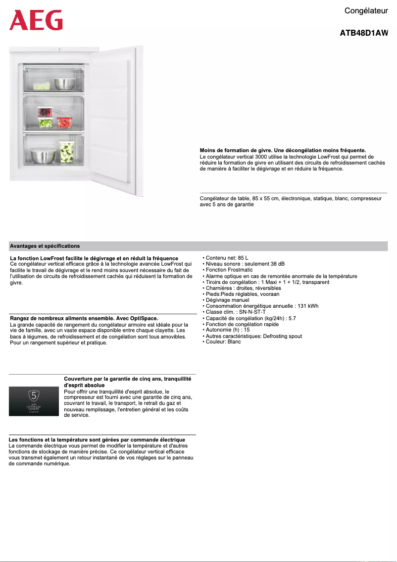 Página 1 del manual Ficha técnica AEG ATB48D1AW