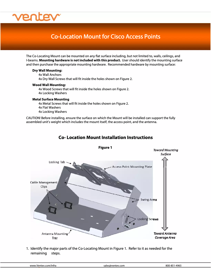 Page 1 de la notice Manuel utilisateur Ventev TW-HD-MOUNT502