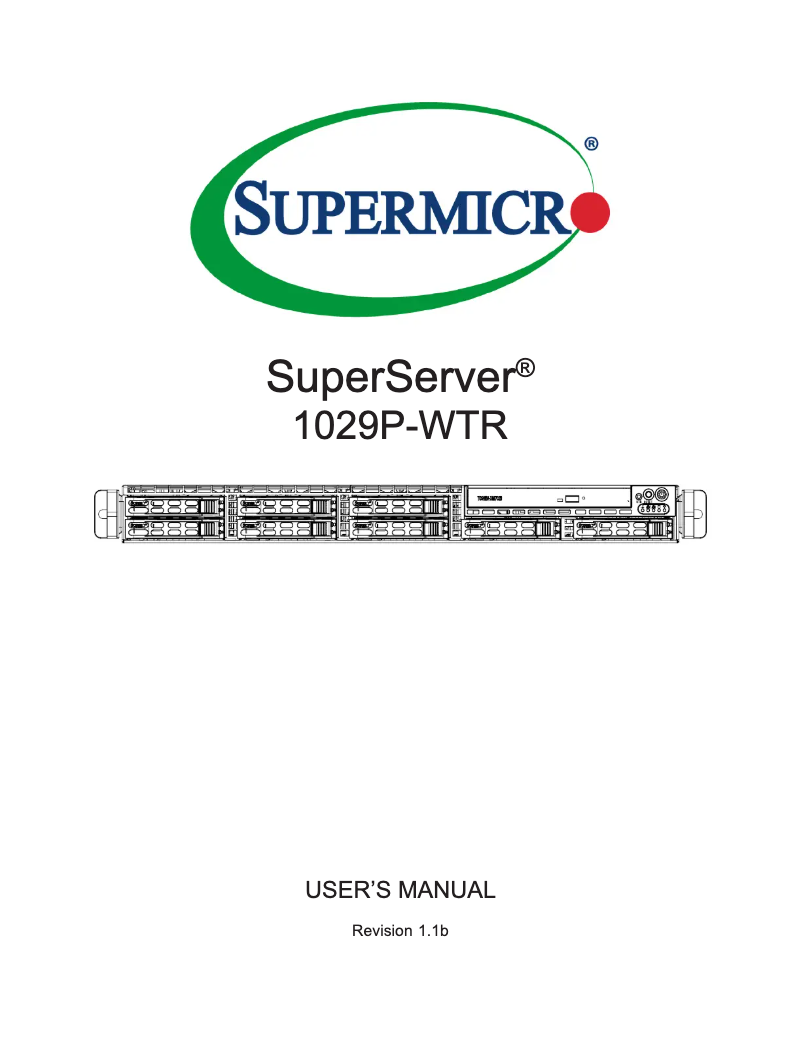 Image de la première page du manuel de l'appareil SuperServer 1029P-WTR
