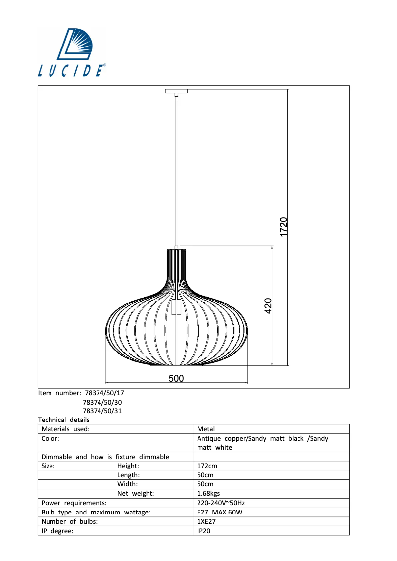 Page n°1 - Manuel utilisateur Lucide Manuela 78374/50/31