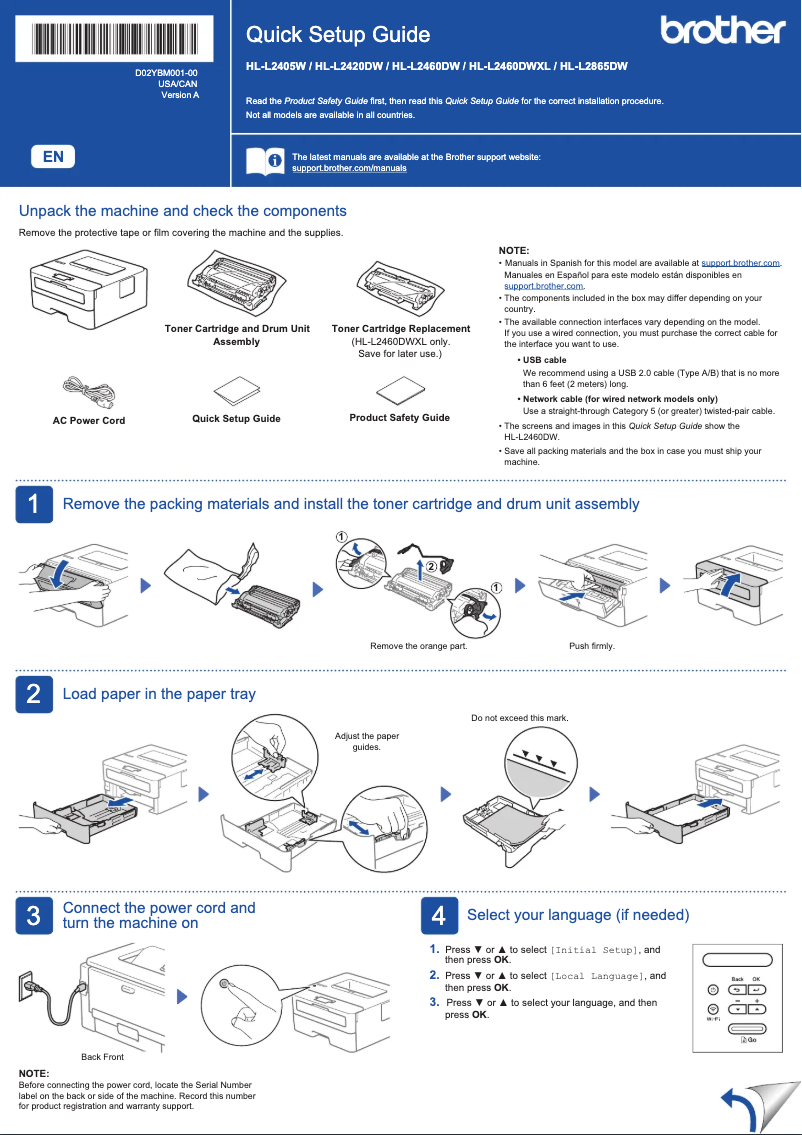 Page 1 de la notice Manuel utilisateur Brother HL-L2420DW