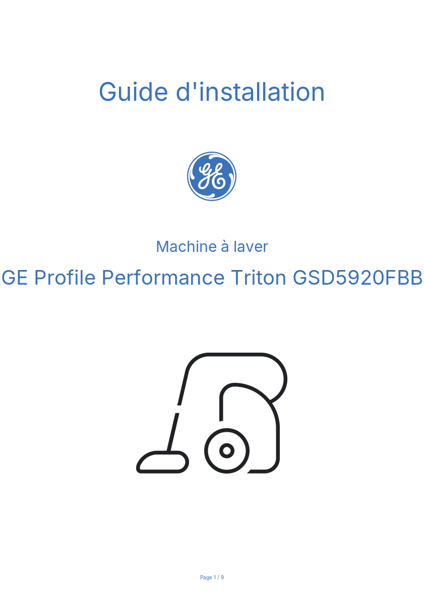 Image de la première page du manuel de l'appareil Profile Performance Triton GSD5920FBB