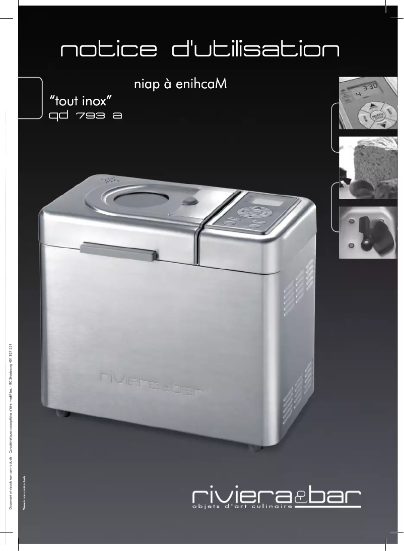 Page 1 de la notice Manuel utilisateur Riviera & Bar QD 793 A