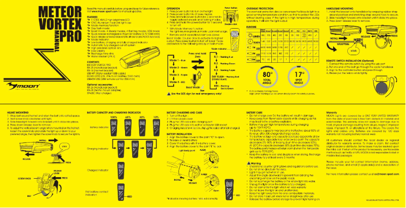 Page 1 de la notice Manuel utilisateur MOON Meteor Vortex Pro
