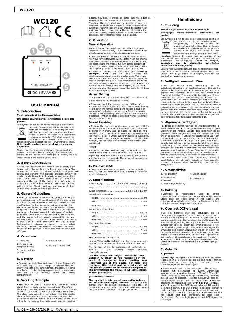Image de la première page du manuel de l'appareil WC120