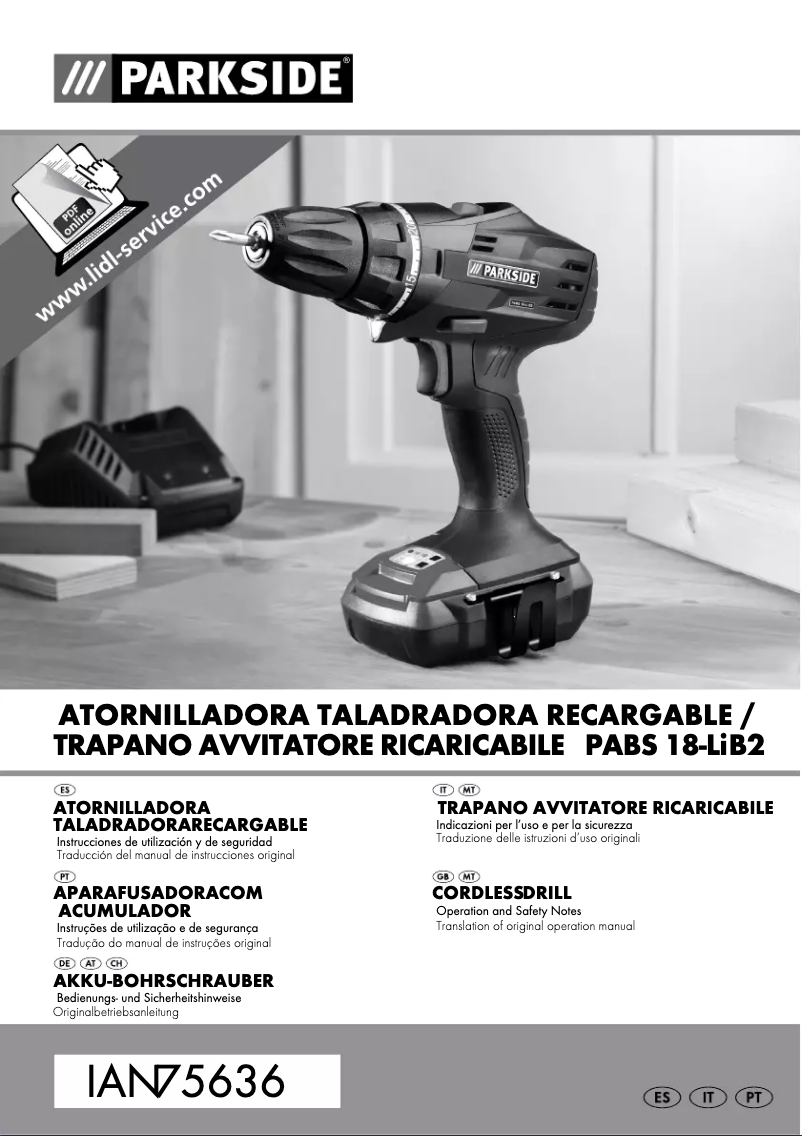 Página 1 del manual Manual de usuario Parkside PABS 18-Li B2