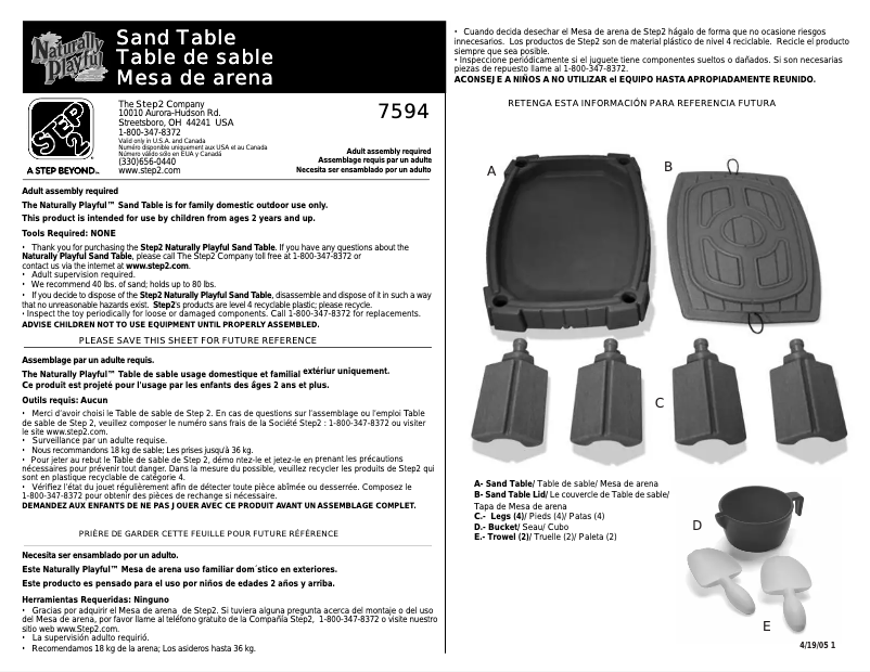 Page 1 de la notice Manuel utilisateur Step2 Naturally Playful 759400