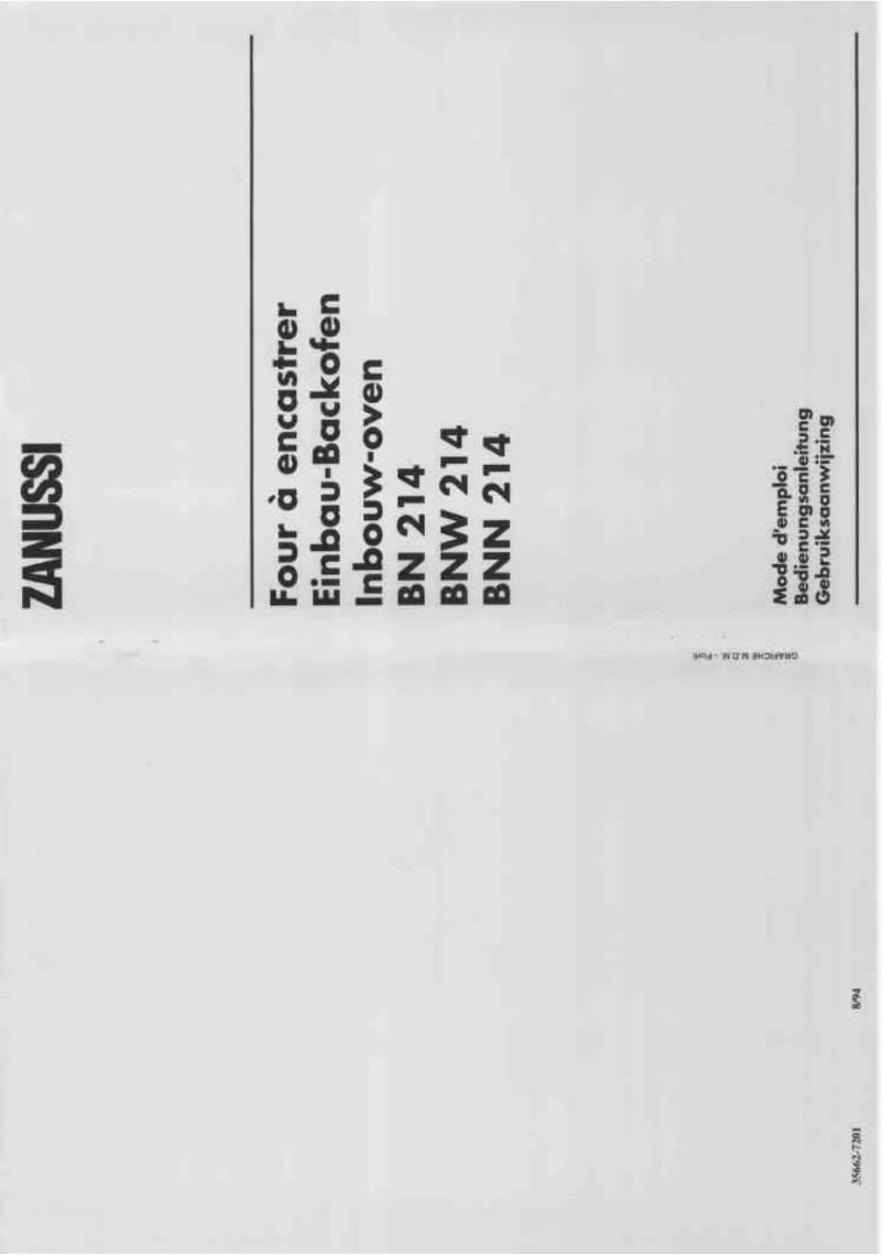 Page n°1 - Manuel utilisateur Zanussi BN214