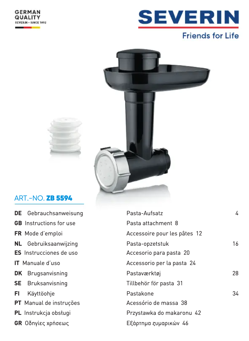 Image de la première page du manuel de l'appareil ZB 5594