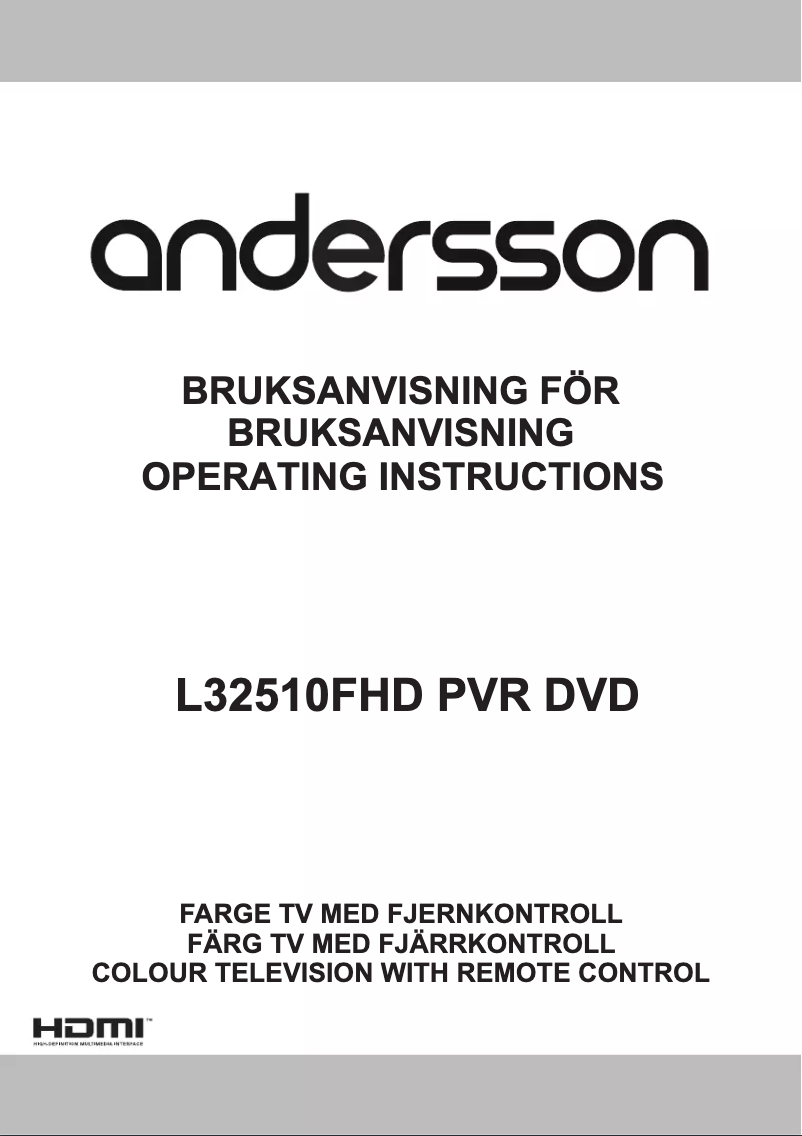 Page 1 de la notice Manuel utilisateur Andersson L32510FHD PVR DVD