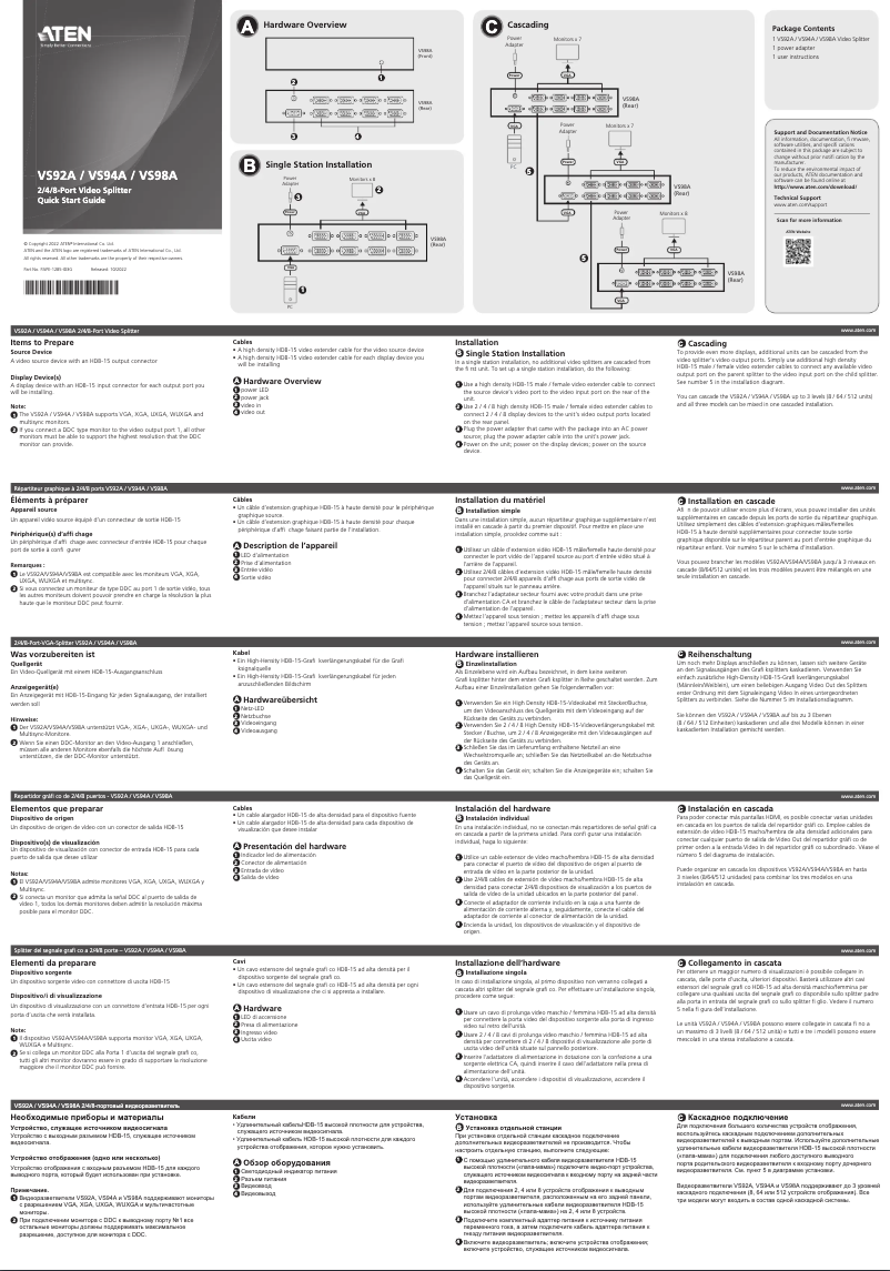 Page 1 de la notice Manuel utilisateur ATen VS98A