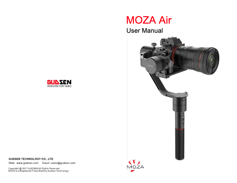 Image de la première page du manuel de l'appareil MOZA Air