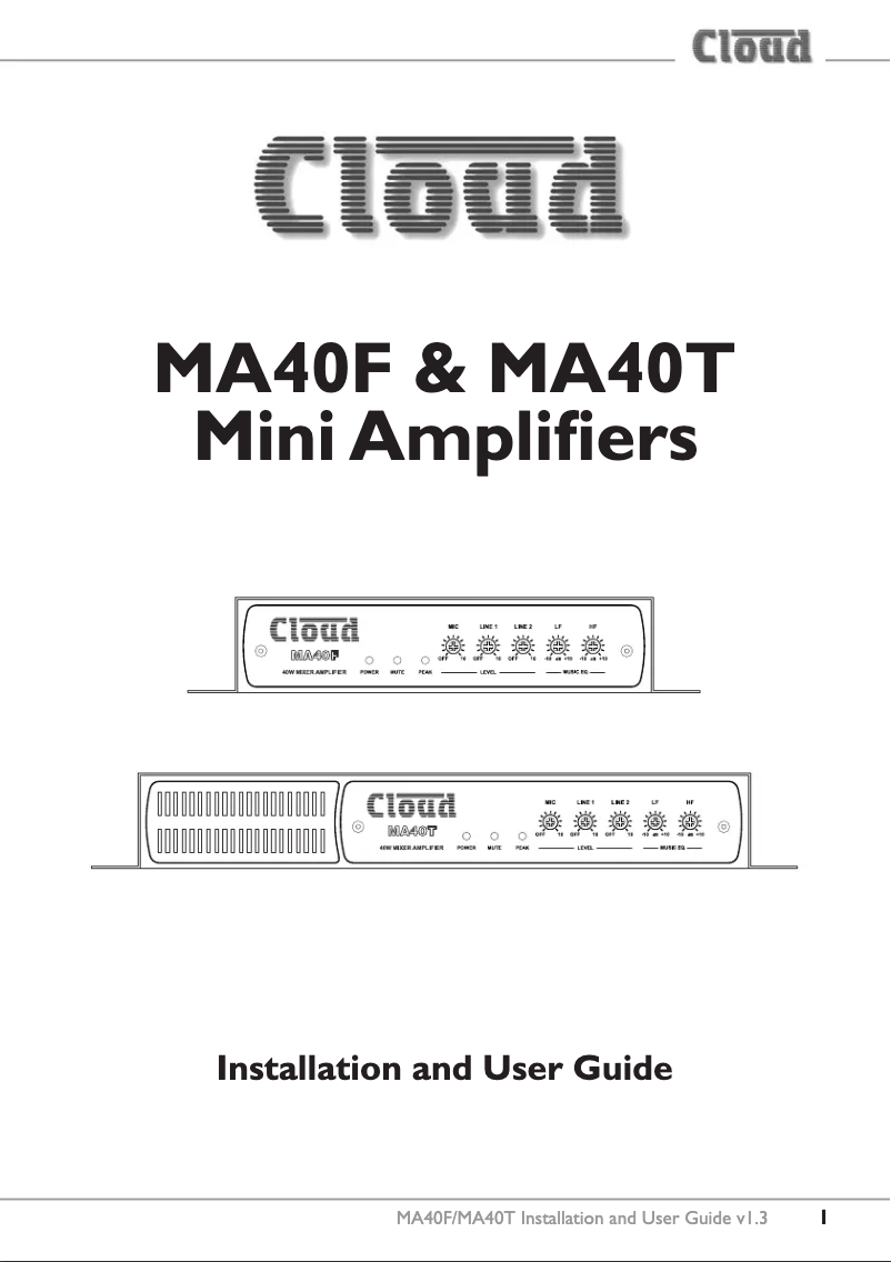 Page n°1 - Manuel utilisateur Cloud MA40T
