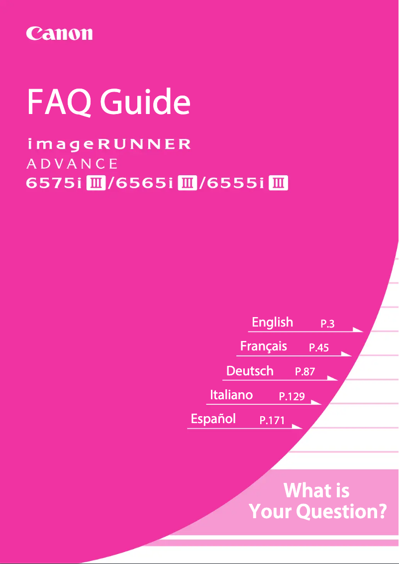 Page 1 de la notice FAQ Canon imageRUNNER ADVANCE 6565i III