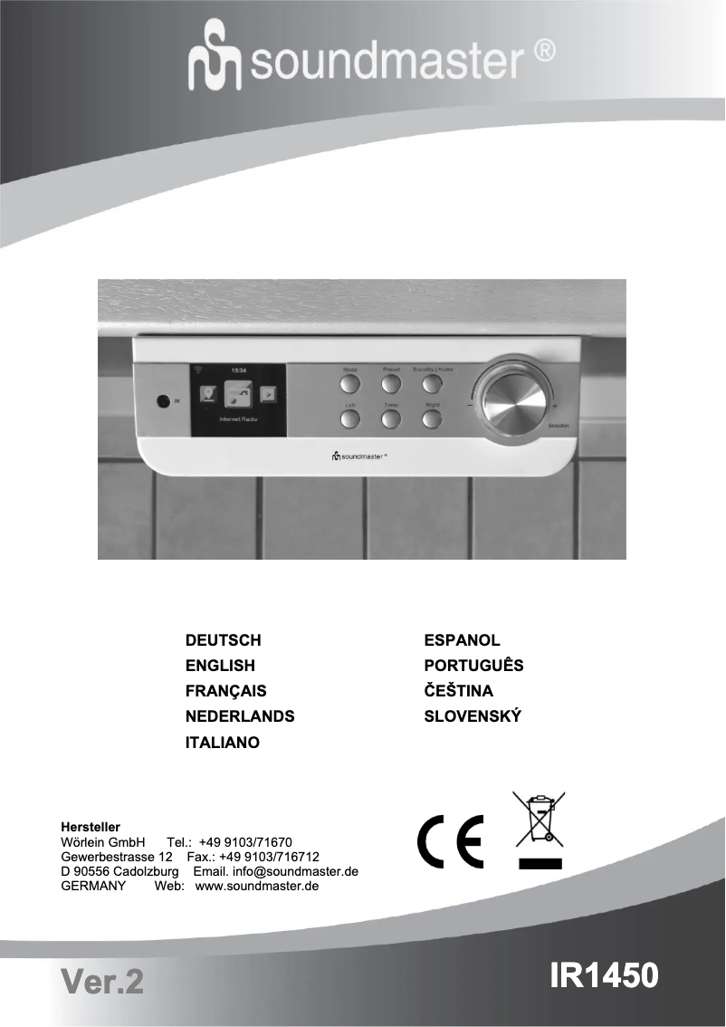 Page n°1 - Manuel utilisateur Soundmaster IR1450WE