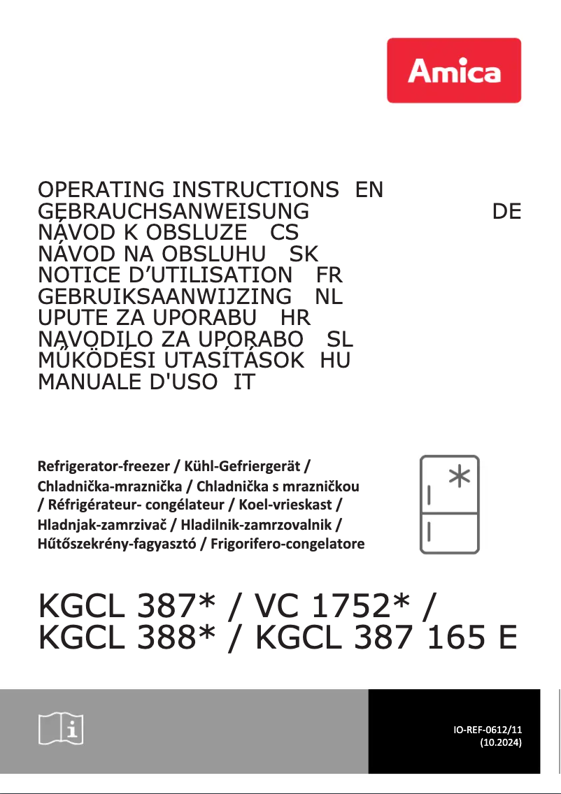 Page n°1 - Manuel utilisateur Amica KGCL 387 155 E