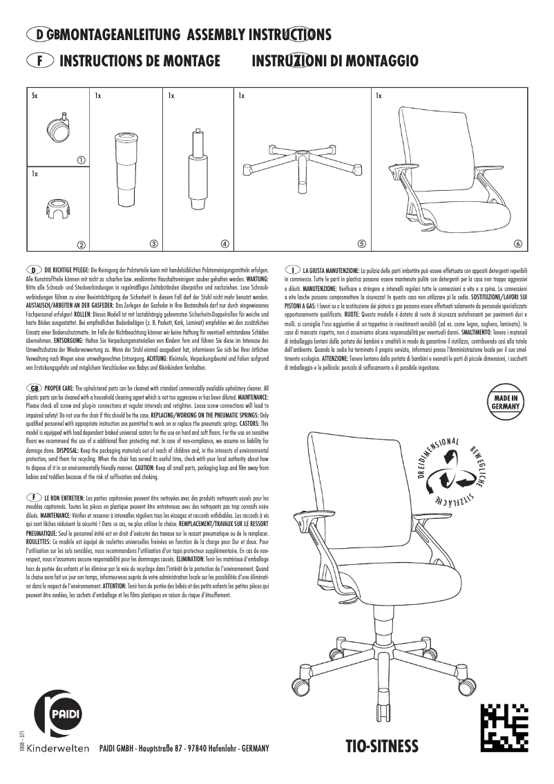 Image de la première page du manuel de l'appareil Tio Sitness