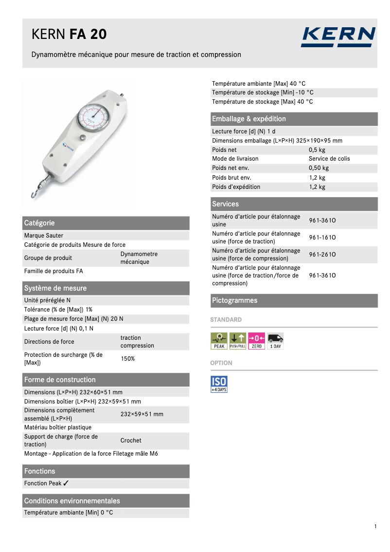 Image de la première page du manuel de l'appareil FA 20