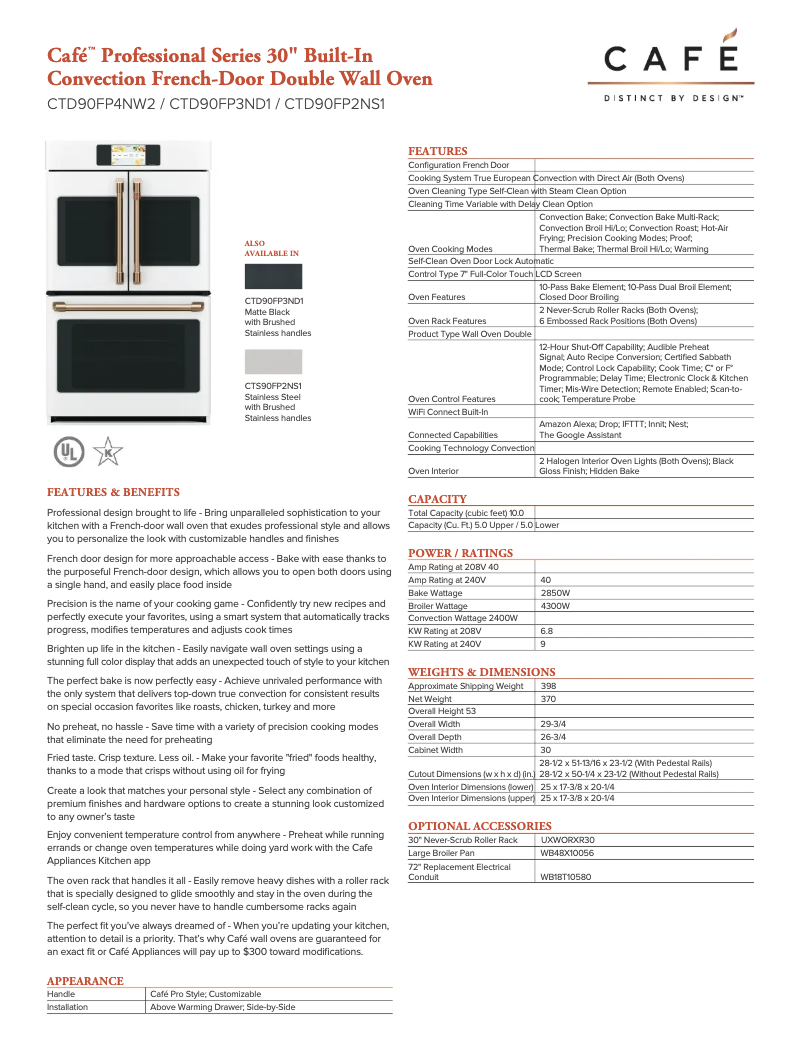Page 1 of the manual Technical Sheet GE CTD90FP3ND1