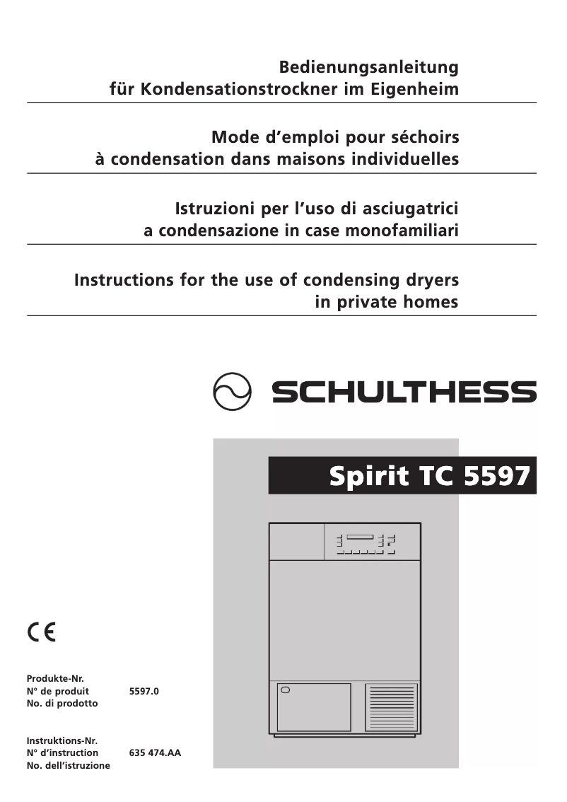 Página 1 del manual Manual de usuario Schulthess Spirit TC 5597