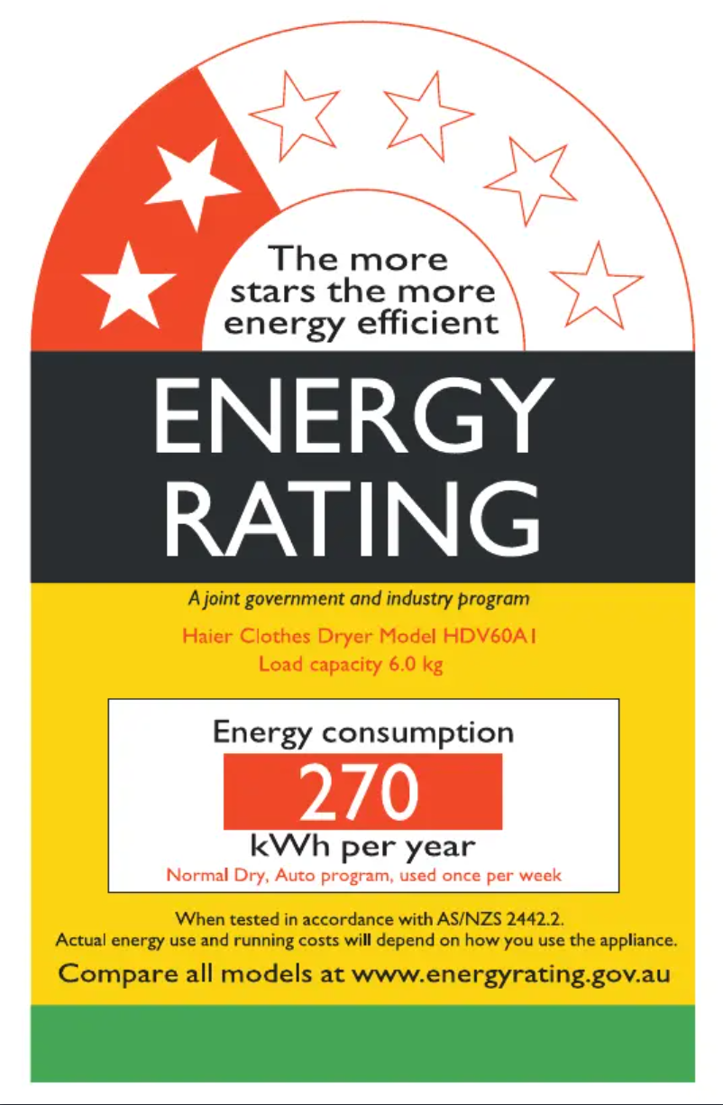 Page 1 de la notice Label énergétique Haier HDV60A1
